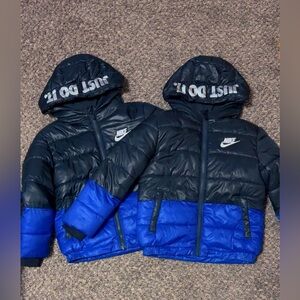 Nike Youth Black and Blue Puffer Jacket